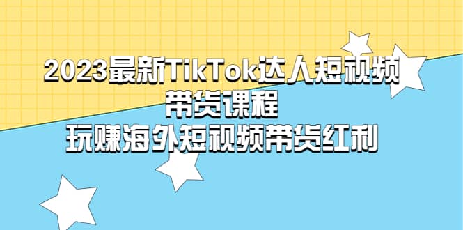 2023最新TikTok·达人短视频带货课程,玩赚海外短视频带货·红利