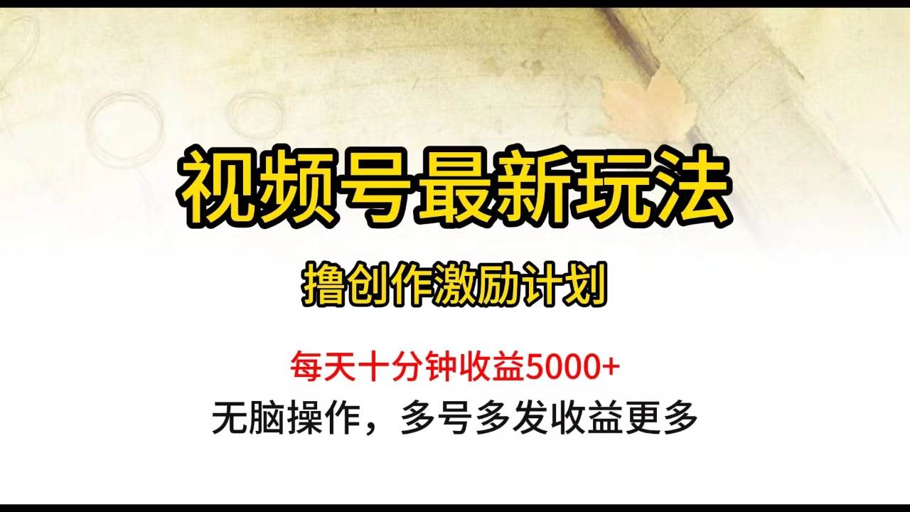 视频号最新玩法,每日一小时月入5000+