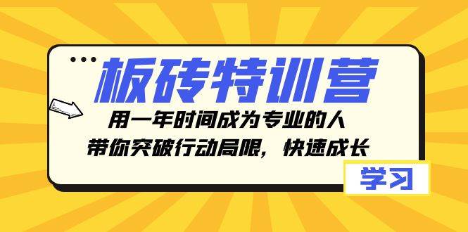 板砖特训营,用一年时间成为专业的人,带你突破行动局限,快速成长