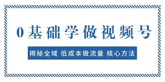 0基础学做视频号:揭秘全域 低成本做流量 核心方法 快速出爆款 轻松变现
