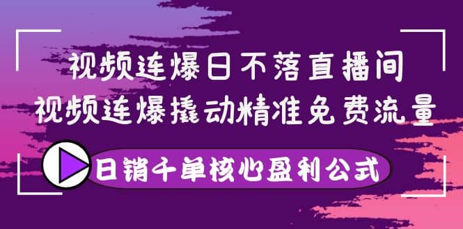 视频连爆日不落直播间,视频连爆撬动精准免费流量,日销千单核心盈利公式