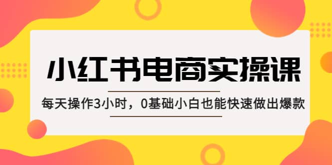 小红书·电商实操课:每天操作3小时,0基础小白也能快速做出爆款