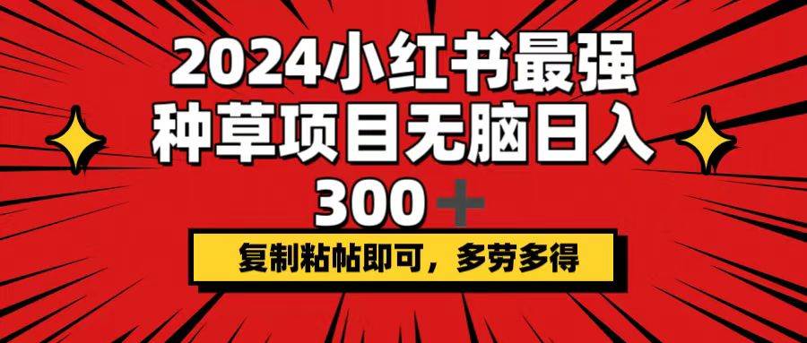 2024小红书最强种草项目,无脑日入300+,复制粘帖即可,多劳多得