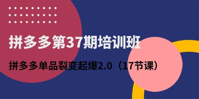 拼多多第37期培训班:拼多多单品裂变起爆2.0(17节课)