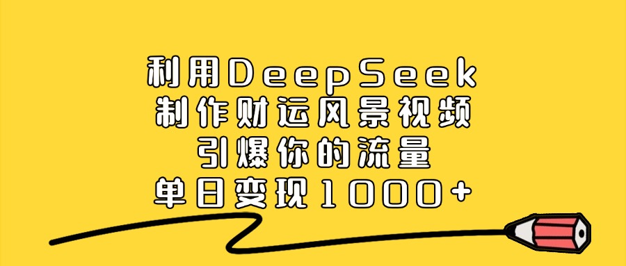 利用DeepSeek制作财运风景视频，单日变现1000+，引爆你的流量