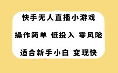 快手无人直播小游戏,操作简单,低投入零风险变现快