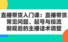 直播带货入门课：直播带货常见问题、起号与投流、新规后的主播话术调整