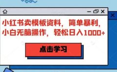 小红书卖模板资料,简单暴利,小白无脑操作,轻松日入1000+【揭秘】