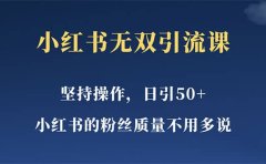 小红书无双课一天引50+女粉，不用做视频发视频，小白也很容易上手拿到结果