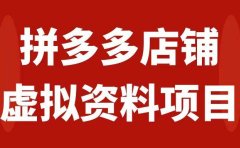 拼多多店铺虚拟项目,教科书式操作玩法,轻松月入1000+