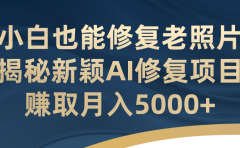 小白也能修复老照片!揭秘新颖AI修复项目,赚取月入5000+