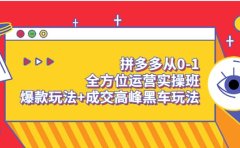 拼多多从0-1全方位运营实操班：爆款玩法+成交高峰黑车玩法（价值1280）
