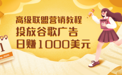 高级联盟营销教程：投放谷歌广告 日赚1000美元，快速获得高质量流量