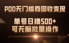 PDD无门槛券回收变现,单号日撸500+,可无脑