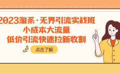 2023淘系·无界引流实战班:小成本大流量,低价引流快速拉新收割