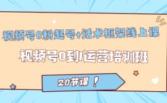 视频号·0粉起号+话术框架线上课:视频号0到1运营培训班(20节课)