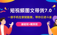 短视频-图文带货7.0（基础班+精英班）一部手机在家就能做，带你日进斗金