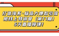 打造淘系·标品大爆款引流班线上特训营5天直播授课!