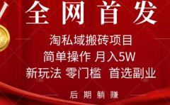 淘私域搬砖项目,利用信息差月入5W,每天无脑操作1小时,后期躺赚