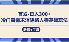 首发日入300+ 冷门高需求消除路人零基础玩法(教程+工具)