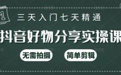 抖音好物分享实操课,无需拍摄,简单剪辑,短视频快速涨粉(125节视频课程)