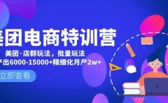 美团电商特训营：美团·店群玩法，无脑铺货