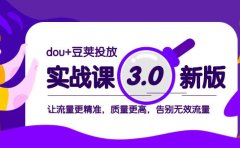 dou+豆荚投放实战课3.0新版，让流量更精准，质量更高，告别无效流量