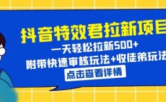 抖音特效君拉新项目 一天轻松拉新500+ 附带快速审核玩法+收徒弟玩法