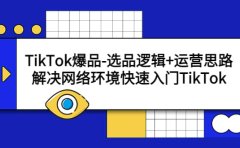 TikTok爆品-选品逻辑+运营思路：解决网络环境快速入门TikTok