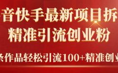 2024年抖音快手最新项目拆解视频引流创业粉,一天轻松引流精准创业粉100+