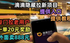 滴滴隐藏拉新项目,专门拉老用户一单20-50元奖励,提供入口和玩法教程