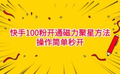最新外面收费398的快手100粉开通磁力聚星方法操作简单秒开