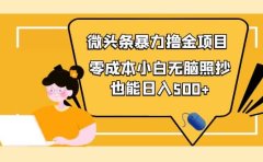 人人都能操作的微头条最新暴力撸金项目，零成本小白无脑搬运