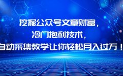 挖掘公众号文章财富,冷门抱利技术,让你轻松月入过万