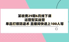 某收费29期6月线下课-运营型实战营 单品打爆防退术 直播间快速上100人等