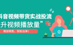 抖音视频带货实战投流,提升视频播放量,增加销售轻松出单