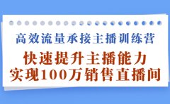 高效流量承接主播训练营：快速提升主播能力,实现100万销售直播间