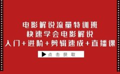 电影解说流量特训班：快速学会电影解说，入门+进阶+剪辑速成+直播课