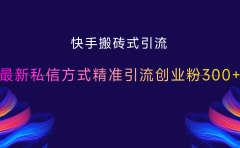 快手搬砖式引流，最新私信方式，精准引流创业粉300+