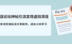 天涯论坛神帖引流变现虚拟项目,一条龙实操玩法分享给你(教程+资源)
