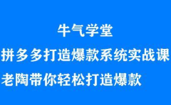 牛气学堂拼多多打造爆款系统实战课，老陶带你轻松打造爆款