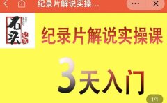 石头纪实·纪录片解说实操课，3天入门，快速掌握纪录片解说视频制作