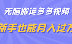 无脑搬运多多视频,新手也能月入过万