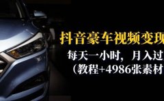 抖音豪车视频变现分享课：每天一小时，月入过万（教程+4986张素材）