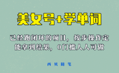 《美女号+学单词》玩法,信息差而已 课程拆开揉碎了和大家去讲 (教程+素材)
