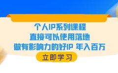 个人IP系列课程,直接可以使用落地,做有影响力的好IP 年入百万