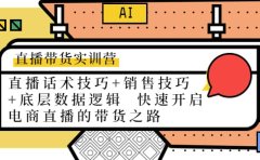 直播带货实训营：话术技巧+销售技巧+底层数据逻辑 快速开启直播带货之路