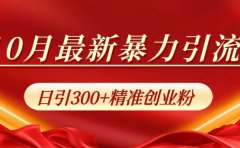 10月最新暴力引流，日引300+精准创业粉