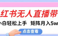 小红书无人直播带货，小白轻松上手，可矩阵月入5w+