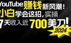 2024 YouTube赚钱新风潮!小白学会这招,7天收入近7百美金!